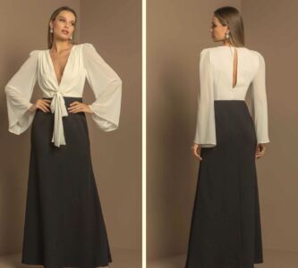 Vestido longo cetim bicolor - Ref 2411935 - R$ 1899,90 em 6x de R$ 316,65
