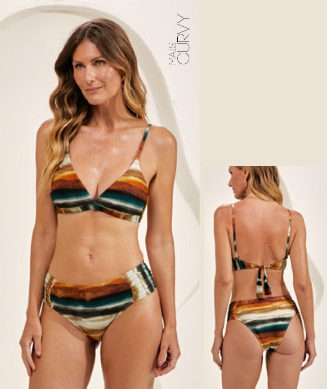 Biquini com barbatana bojo removível calcinha lateral drapeada - ref: 50244146 - R$ 549,90 em 6x de R$ 91,65  