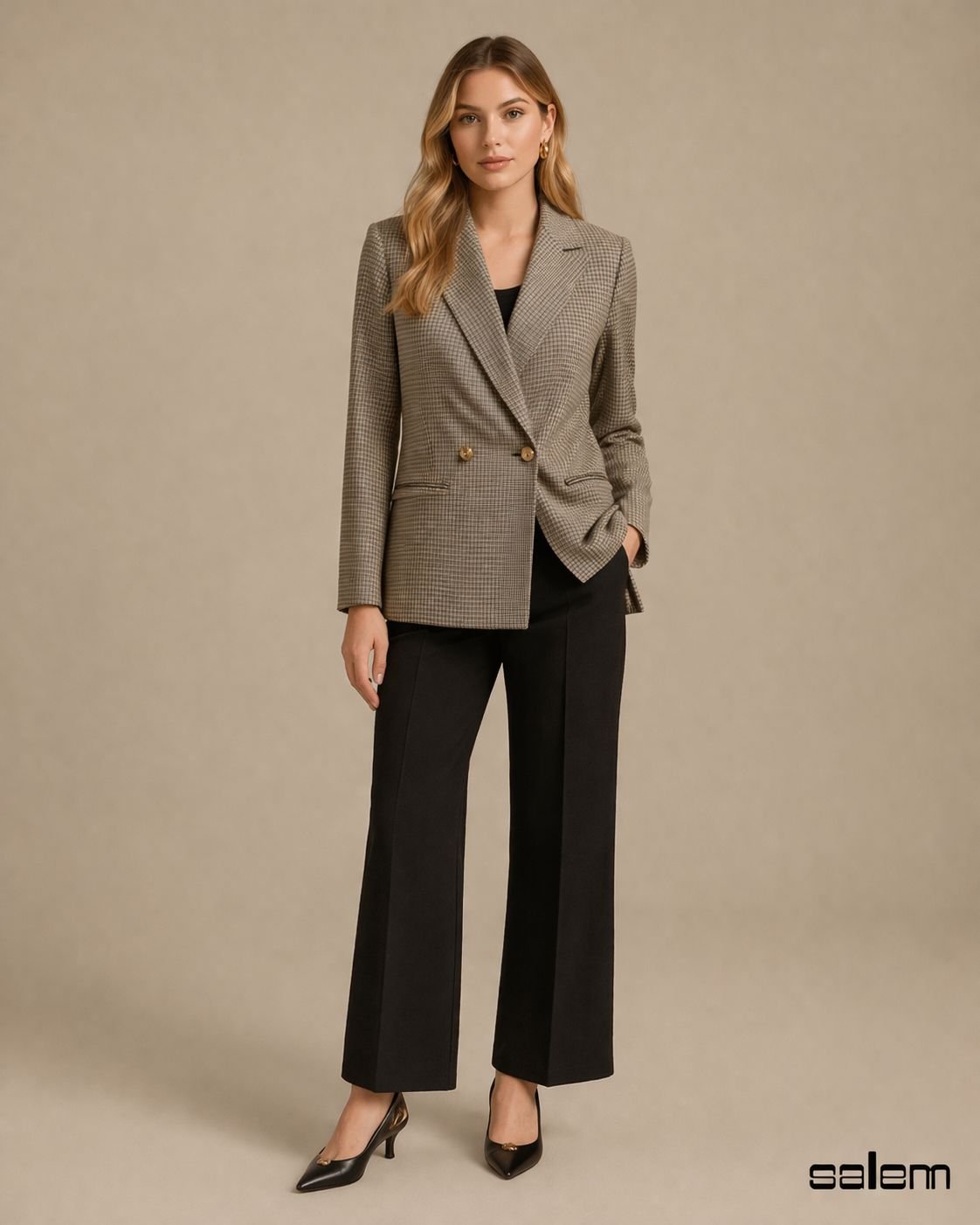 Blazer viscose pied de poule - ref: 690141 - R$ 399,90em 6x de R$ 66,65