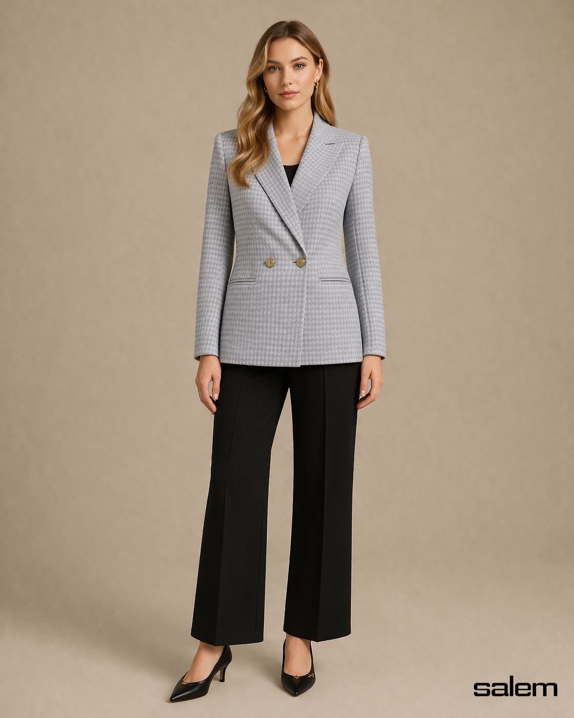 Blazer viscose pied de poule - ref: 690141 - R$ 399,90 em 6x de R$ 66,65