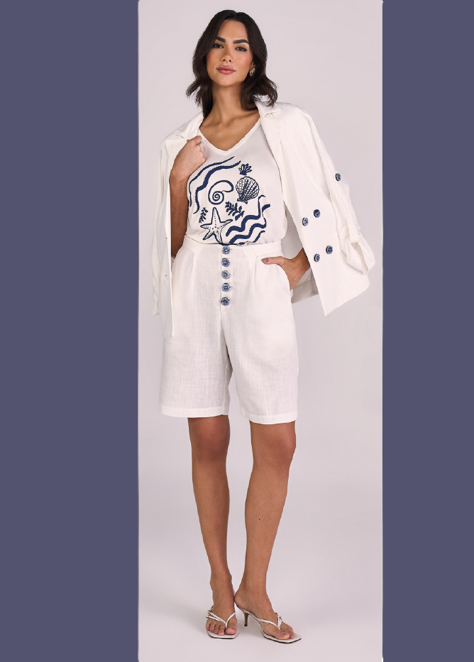 Blusa malha com estampa e bordado manual - ref: 42065248 - R$ 269,90 em 6x de R$ 44,98  