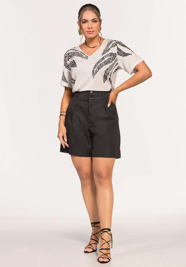 Blusa Microfibra Gola V - Ref 206411 - R$ 159,90  