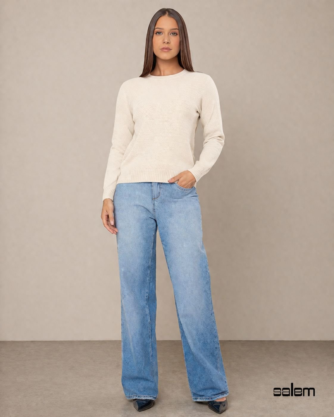 Blusa modal jacquard básica - ref: 651295 - R$ 149,90 em 6x de R$ 24,98