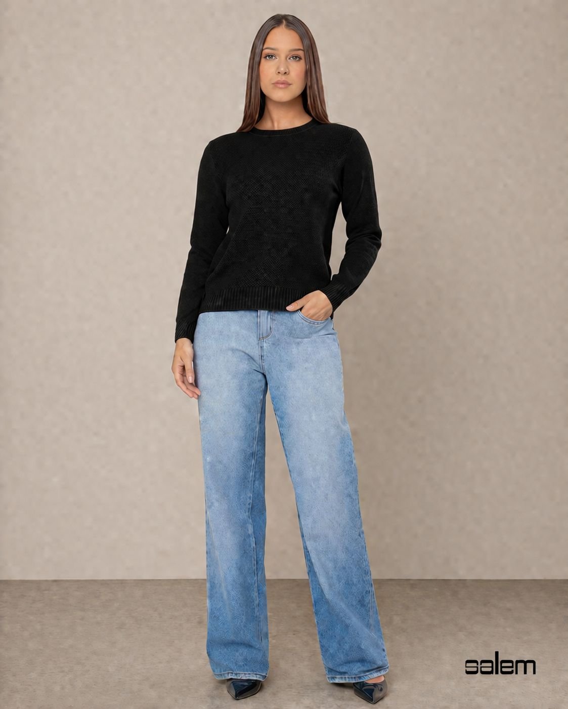 Blusa modal jacquard básica - ref: 651295 - R$ 149,90 em 6x de R$ 24,98