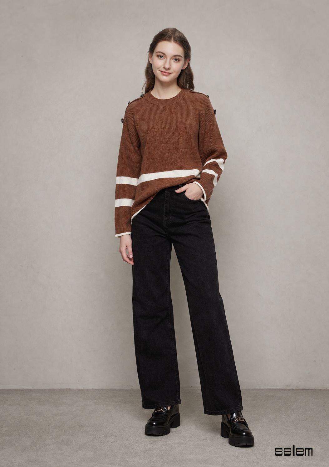 Blusa tricot listras detalhe botão - ref: 651287 - R$ 249,90 em 6x de R$ 41,65