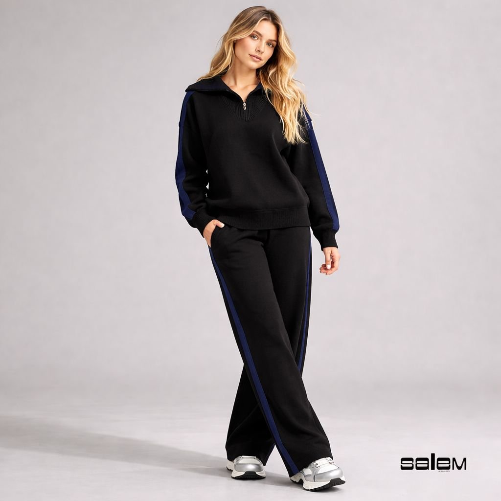 Calça tricot - ref: 240555 - R$ 239,90 em 6x de R$ 39,98 + Blusa tricot gola alta com ziper - ref: 651279 - R$ 249,90 em 6x de R$ 41,65