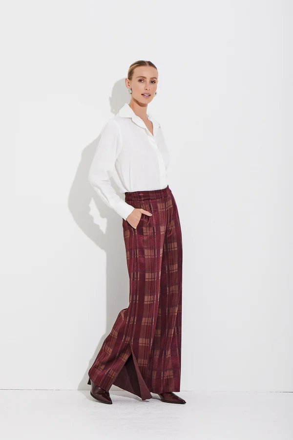 Calça tricot jacquard xadrez Viviane Furrier - ref: 216030 - R$ 899,90 em 6x de R$ 149,98