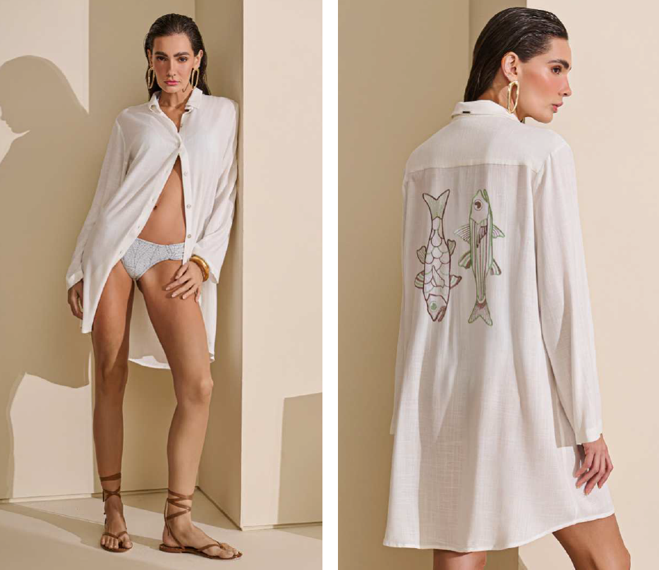 Camisão viscose bordado peixe - ref: 15692732 - R$ 389,90 em 6x de R$ 64,98