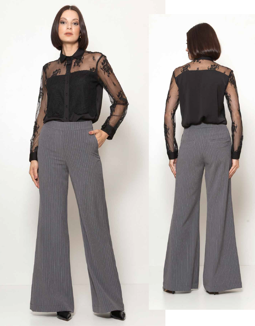 Camisa renda com cetim - ref: 2612481 - R$ 799,90 em 6x de R$ 133,32  