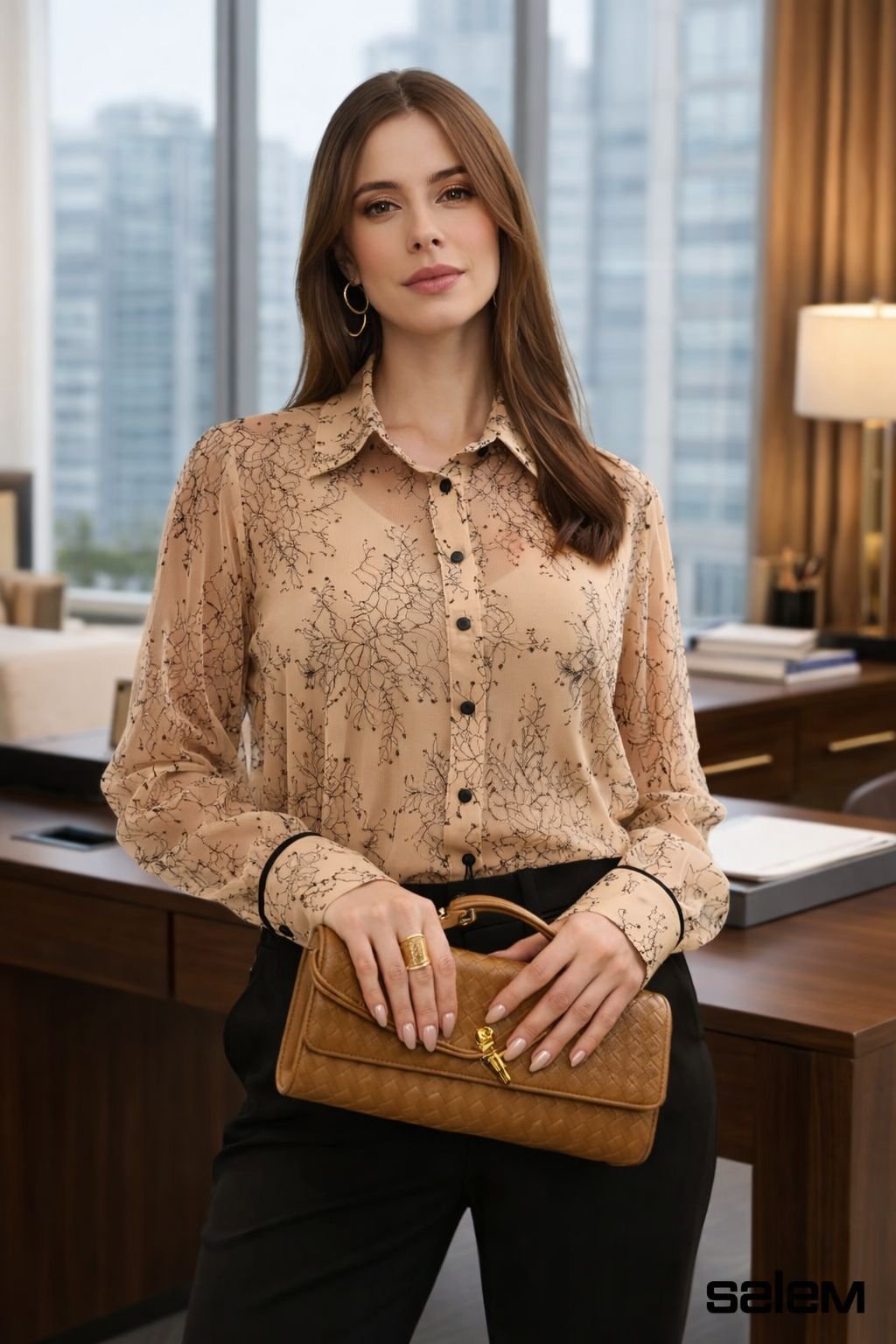 Camisa renda estampada com regata - ref: 80163 - R$ 729,90 em 6x de R$ 121,65