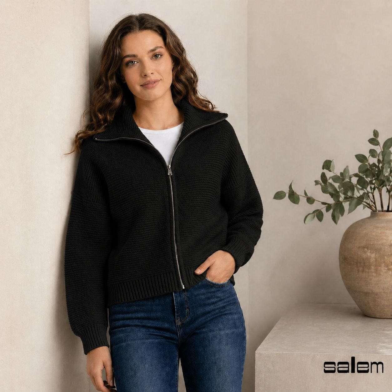 Casaco tricot com ziper - ref: 86661 - R$ 299,90 em 6x de R$ 49,98 