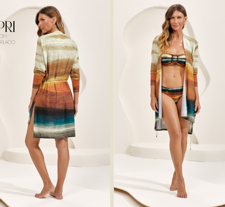 Chemise fluity com cinto estampa coqueiro - ref: 205613 - R$ 539,90 em 6x de R$ 89,98