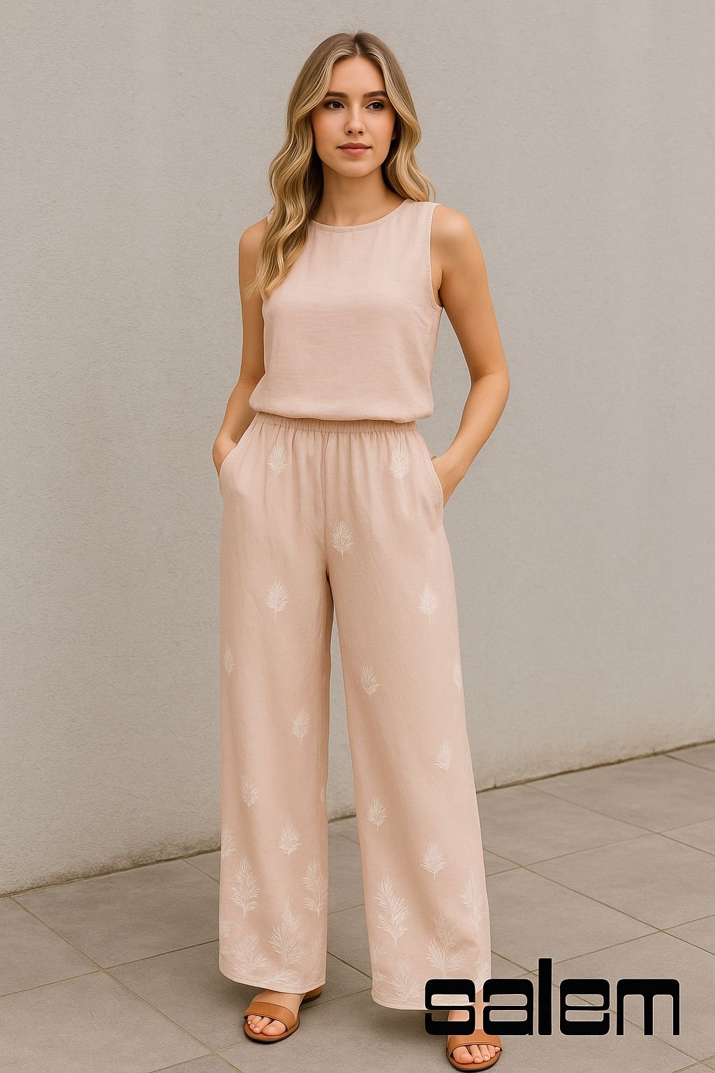 Conjunto Algodão Regata Com Calça Bordada - Ref LG3117 - R$ 449,90    (1)