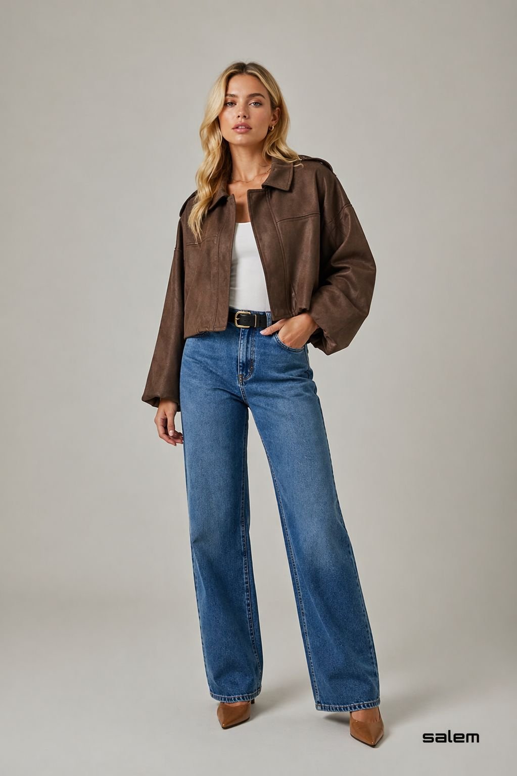 Jaqueta suede manga morcego - ref: QX3531 - R$ 599,90 em 6x de R$ 99,98