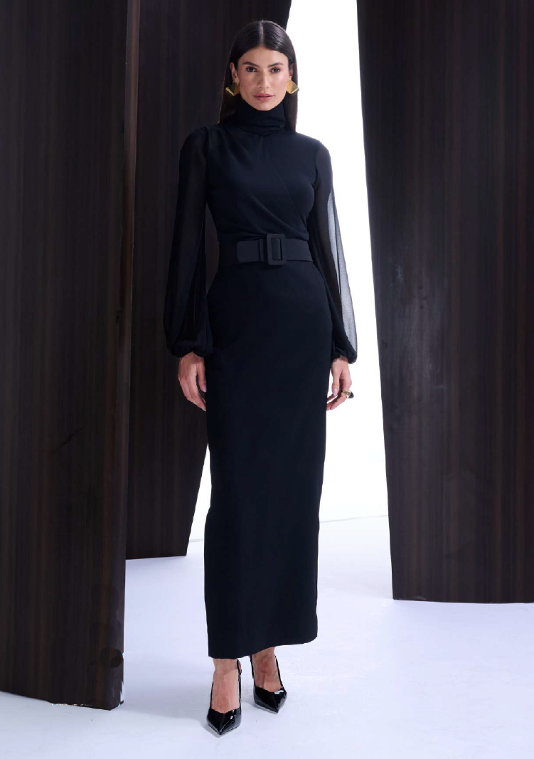 Saia crepe com cinto Alphorria - ref: 199504 - R$ 999,90 em 6x de R$ 166,65