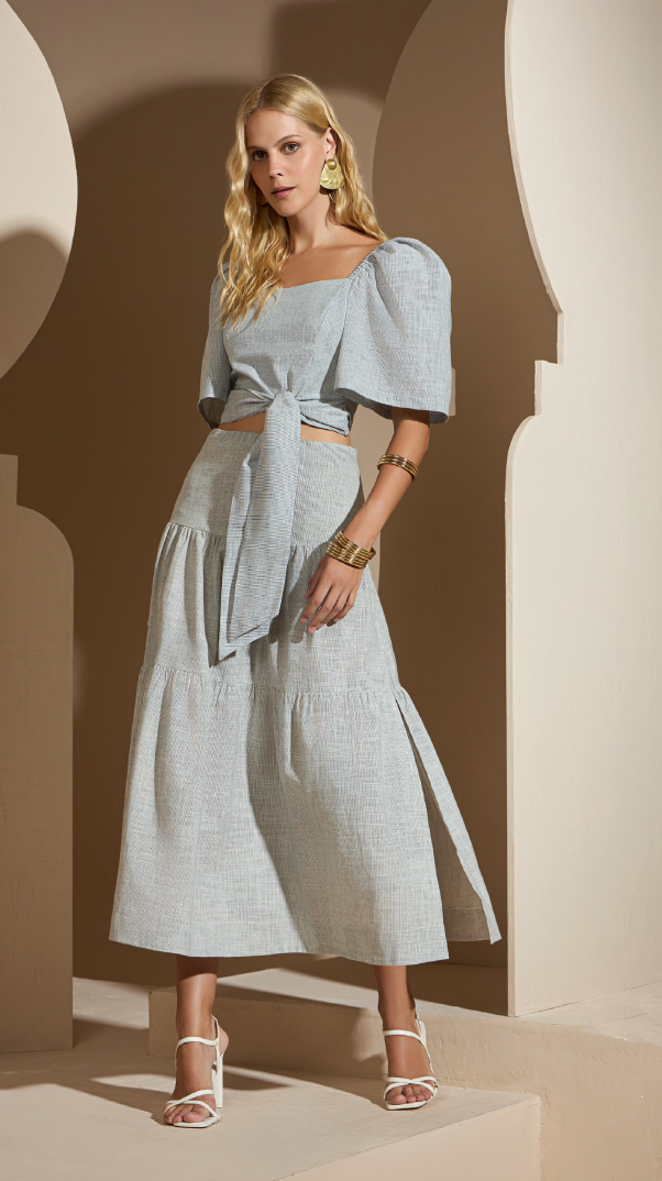 Saia midi algodão - ref: 34132111 - R$ 349,90 em 5x de R$ 58,31