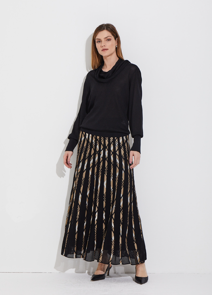 Saia tricot jacquard Viviane Furrier - ref: 216040 - R$ 899,90 em 6x de R$ 149,98