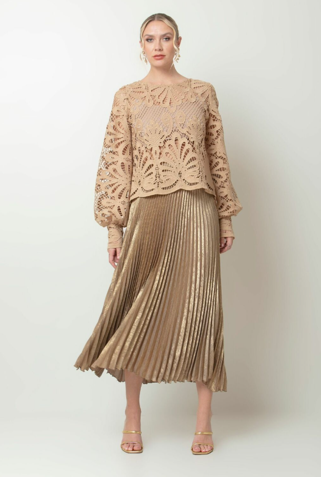 Saia viscose plissada - ref: 2524289 - R$ 1.599,90 em 6x de R$ 266,65 