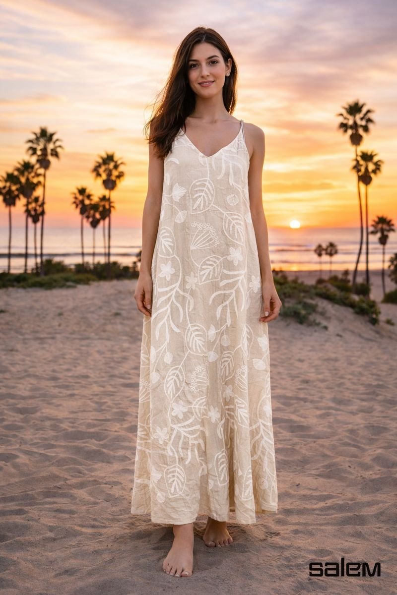 Vestido algodão bordado frente única - ref: LG3120 - R$ 349,90 em 6x de R$ 58,32