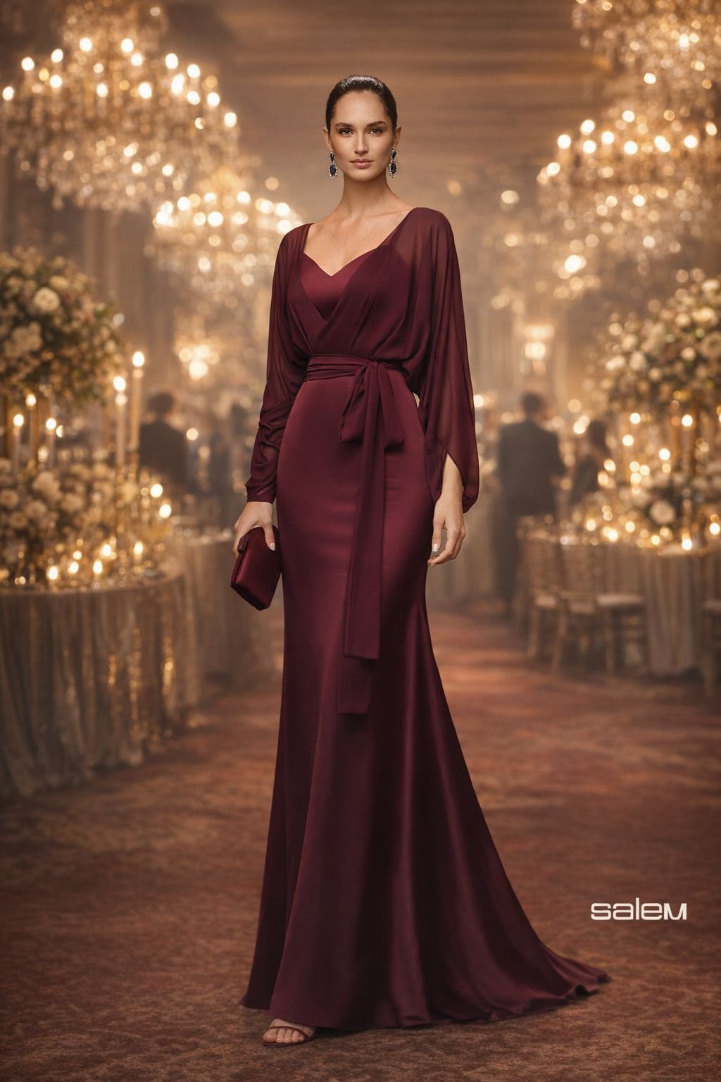 Vestido cetim com chiffon - ref: A631 - R$ 2.599,90 em 6x de R$ 433,32