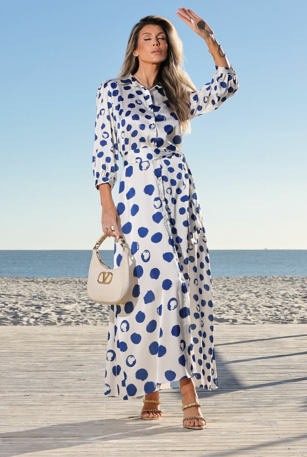 Vestido cetim estampado - ref: 2521155 - R$ 1.599,90 em 6x de R$ 266,65