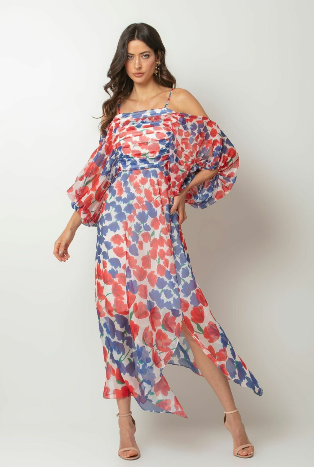 Vestido chiffon floral - ref: 2521126 - R$ 1.839,90 em 6x de R$ 306,65