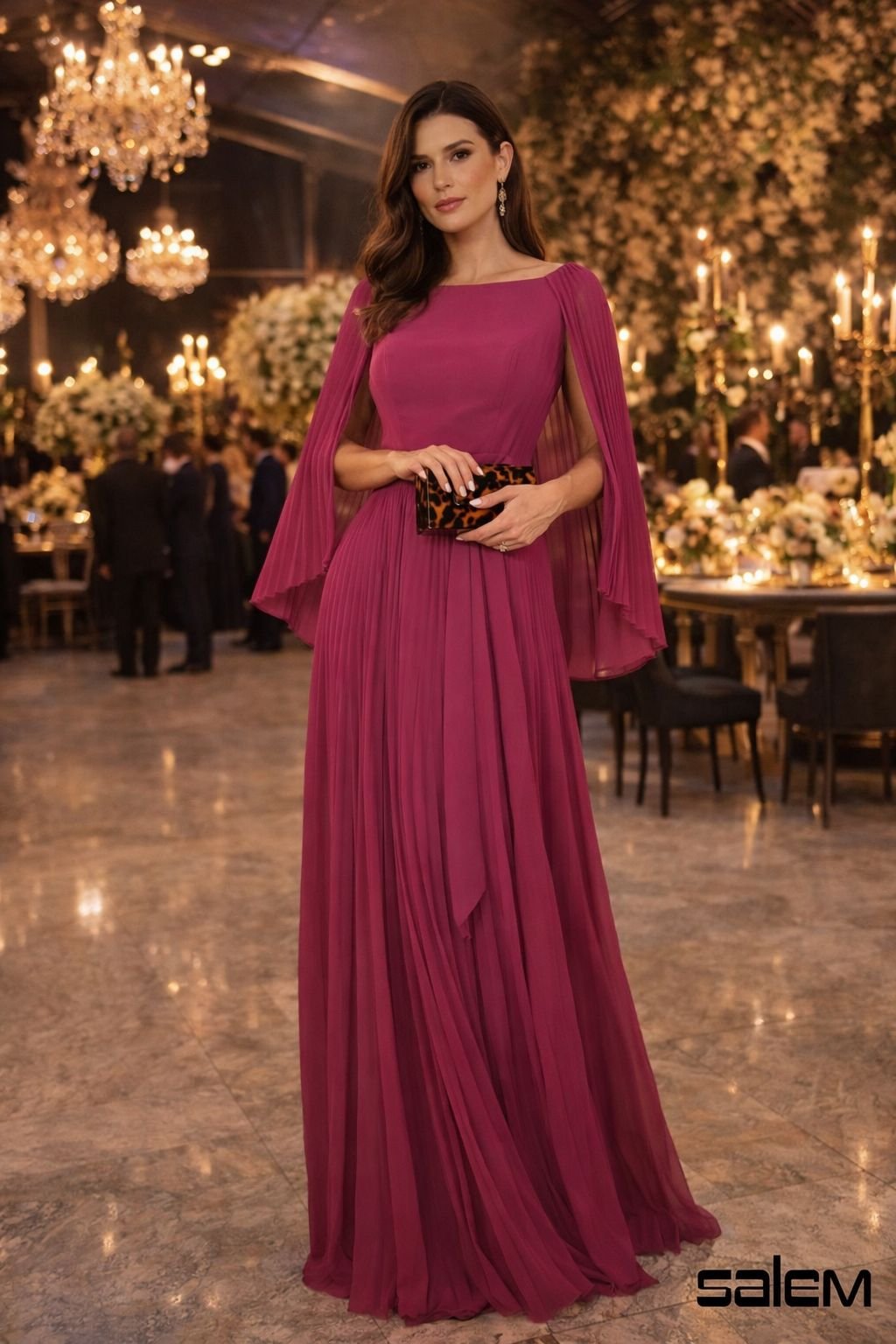Vestido Chiffon Manga Plissada - Ref 025516 - R$ 1.099,90    (2)