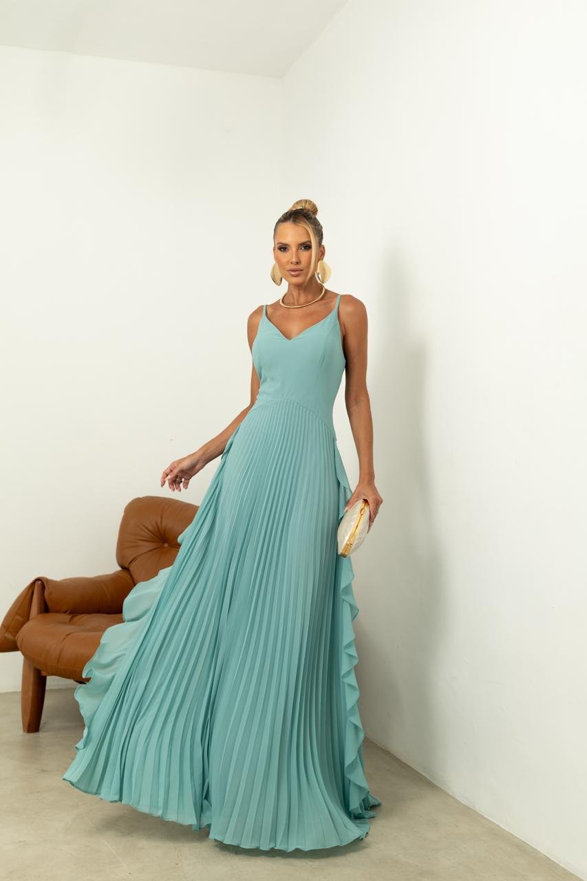 Vestido chiffon plissado - ref: 0202586 - R$ 989,90 em 6x de R$ 164,98