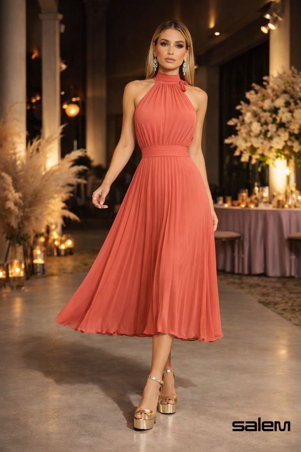Vestido chiffon plissado - ref: 26.202501 - R$ 699,90 em 6x de R$ 116,65