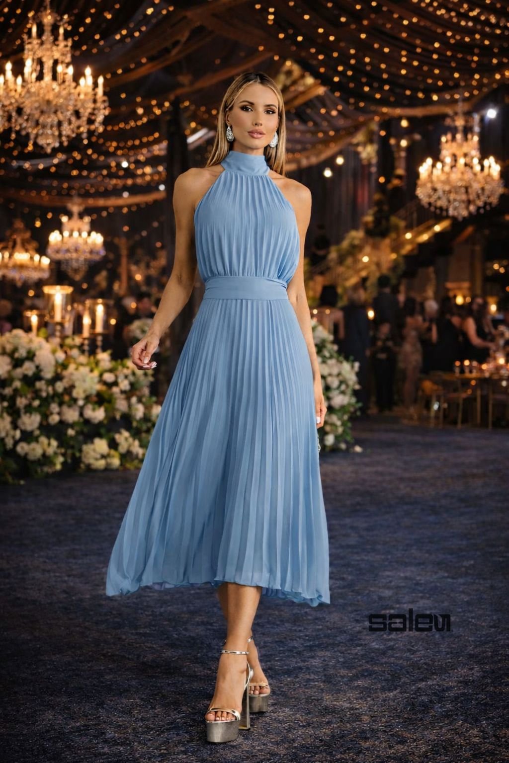 Vestido chiffon plissado - ref: 26.202501 - R$ 699,90 em 6x de R$ 116,65