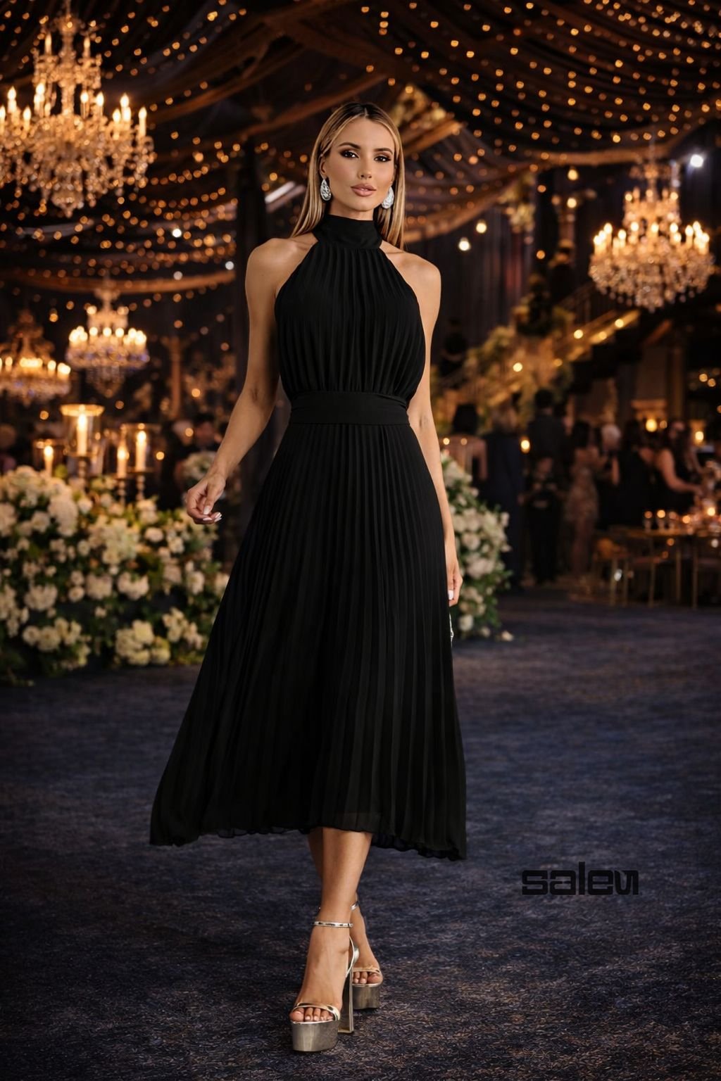 Vestido chiffon plissado - ref: 26.202501 - R$ 699,90 em 6x de R$ 116,65