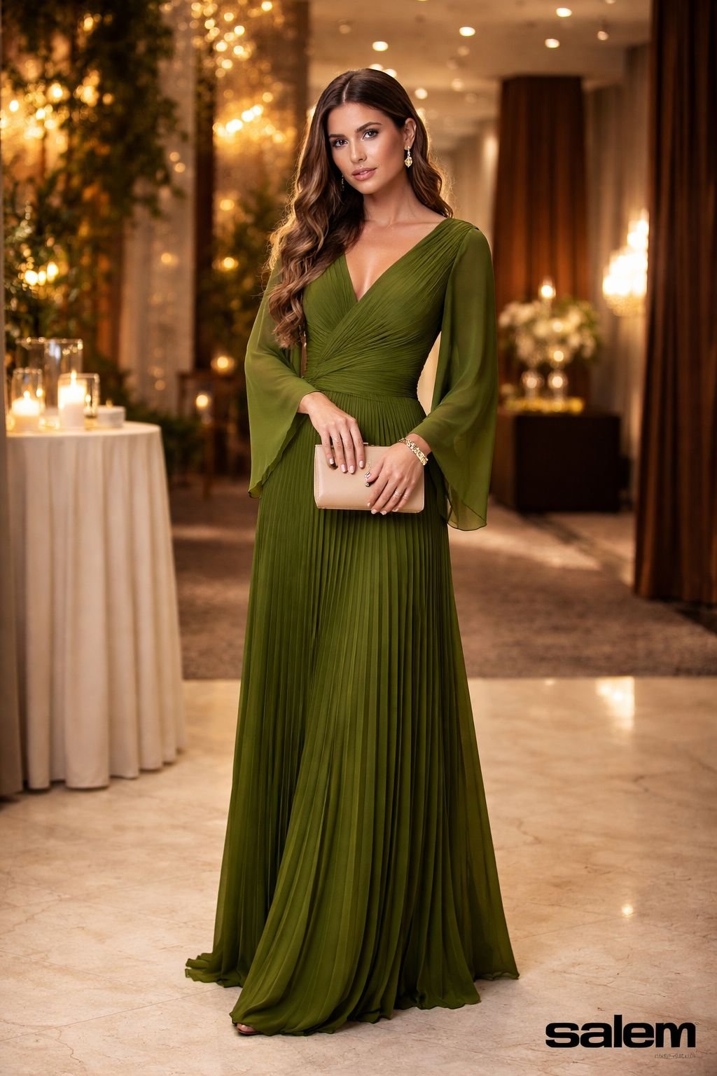 Vestido chiffon plissado com transpasse - ref: 0202590 - R$ 1.099,90 em 6x de R$ 183,32