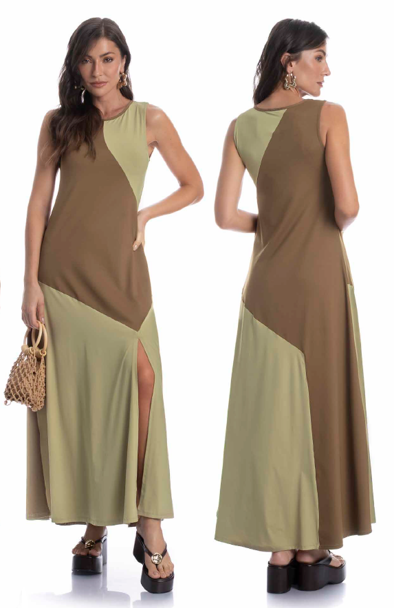 Vestido fluity duomare bicolor - ref: 9672E - R$ 589,90 em 6x de R$ 98,32