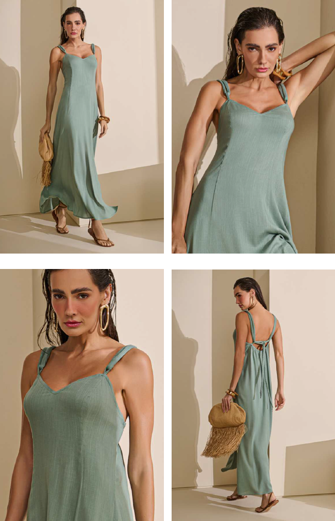 Vestido linho alça trança - ref: 15692755 - R$ 389,90 em 6x de R$ 64,98