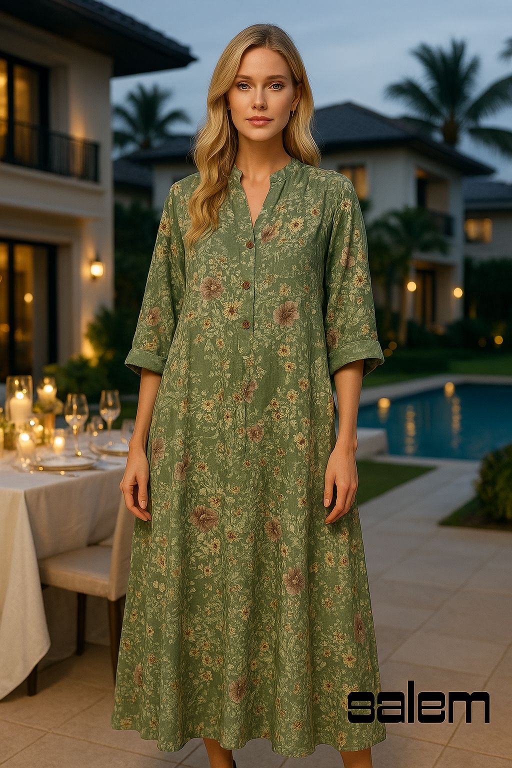 Vestido linho estampado - ref: MS31981 - R$ 1.129,90 em 6x de R$ 188,32