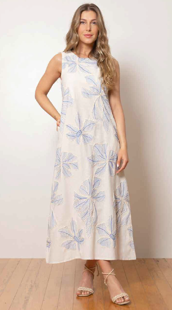 Vestido Midi Linho Com Bordado - Ref 2521291 - R$ 1.599,90    (2)