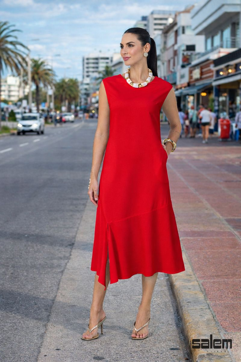 Vestido midi sarja Scalon - ref: 273169  - R$ 589,90 em 6x de R$ 98,32