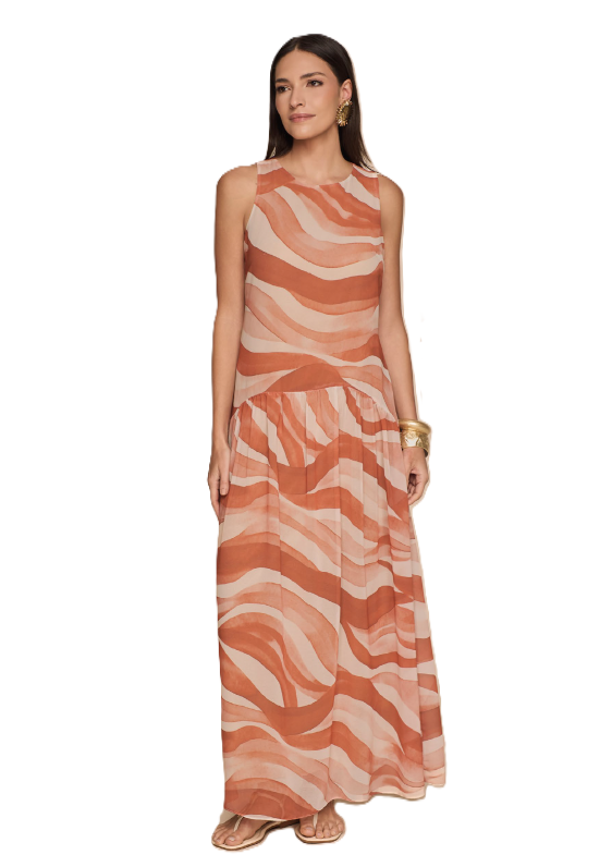 Vestido midi seda estampada - ref: 38066491 - R$ 599,90 em 6x de R$ 99,98