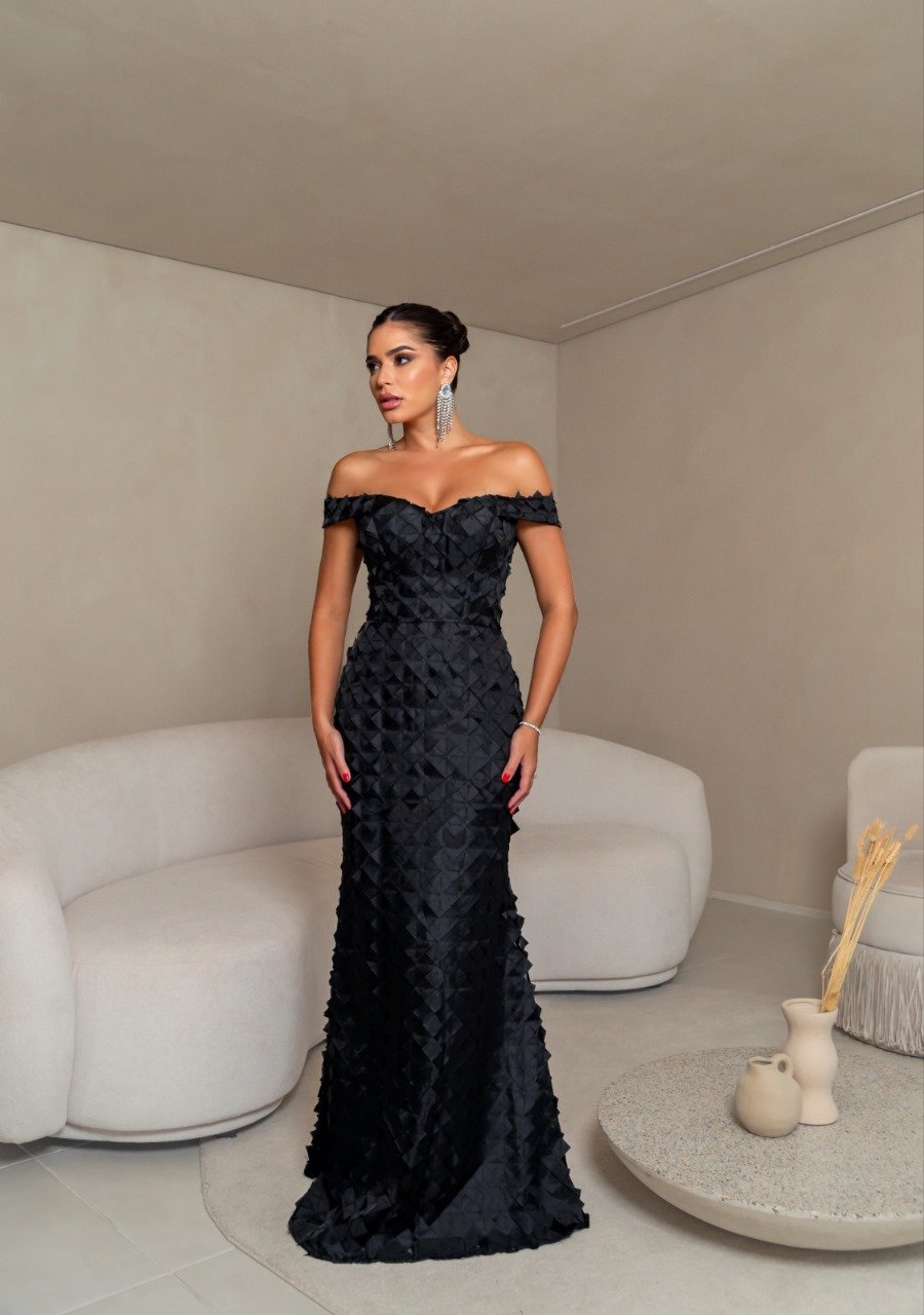 Vestido tafetá 3D - ref: 5676 - R$ 999,90 em 6x de R$ 166,65