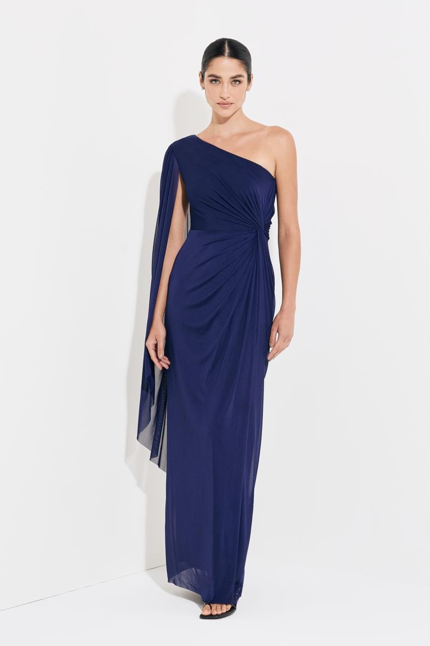 Vestido tule um ombro com drapeado - ref: 88788  - R$ 699,90 em 6x de R$ 116,65