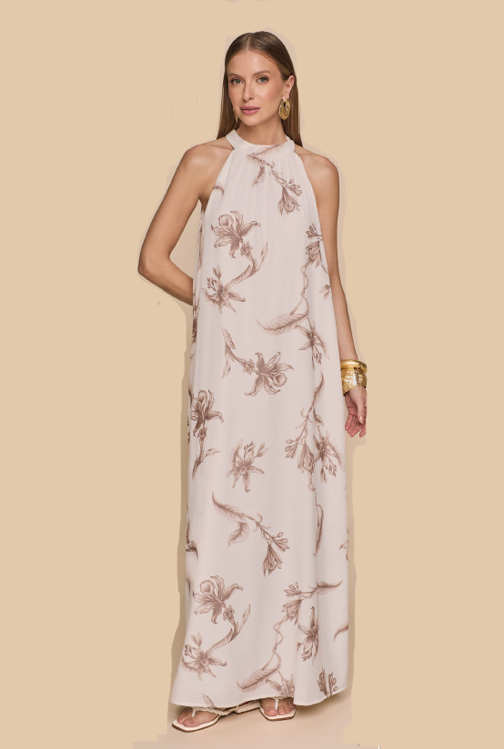 Vestido viscose folhas  - ref: 38066428 - R$ 669,90    em 6x de R$ 111,65