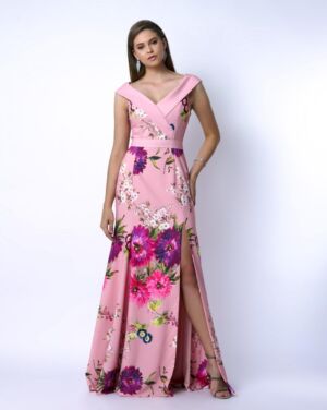  Vestido malha estampada com fenda - Ref: VE2126 - R$ 699,90 em 6x de R$ 116,65